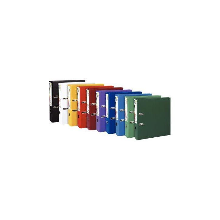 Carton de 10 classeurs à  levier en plastique PREM'TOUCH format A4 maxi dos 8 cm couleurs vives assorties 5337