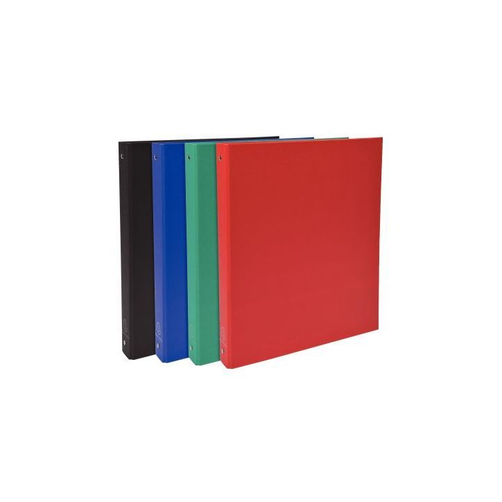 Carton de 20 classeurs plastifiés pour format A4, 4 anneaux ronds diamètre 30 mm, dos 40 mm, coloris assorti