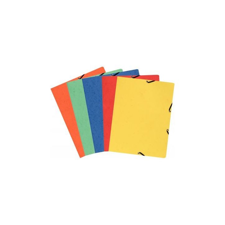 Carton de 50 chemises sans rabat à élastiques en carte lustrée 5/10ème format 24x32 cm coloris assortis C3(...)