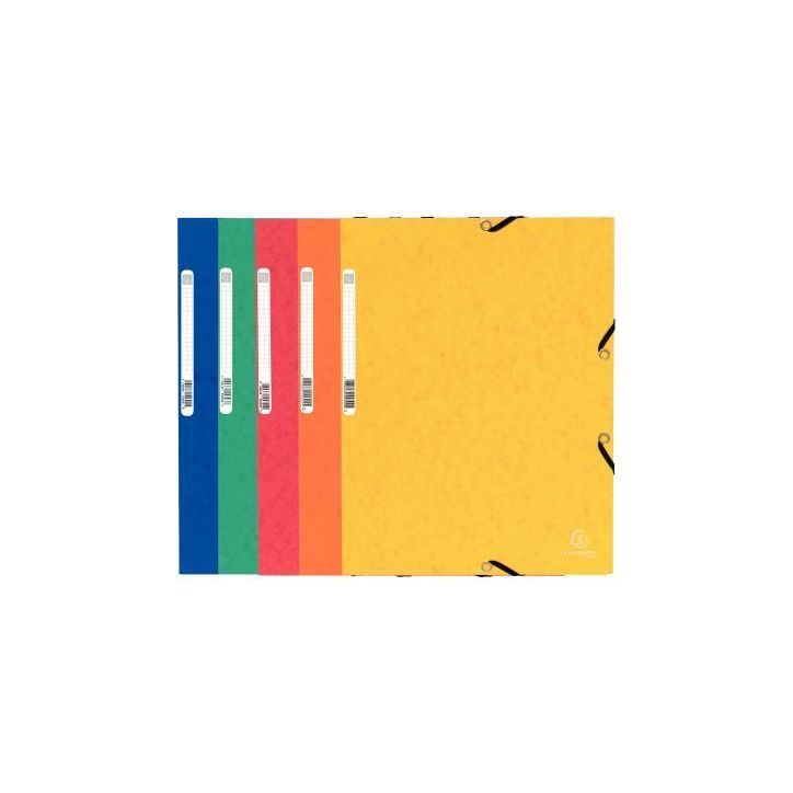 Chemise 3 rabats à élastiques en carte lustrée 355g, coloris assortis 55300E EXACOMPTA
