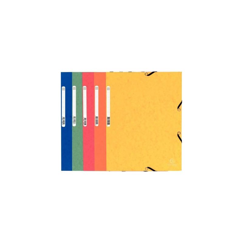 Achetez Paquet de 10 chemises 3 rabats à élastiques en carte lustrée 5/10ème 350g coloris assort..