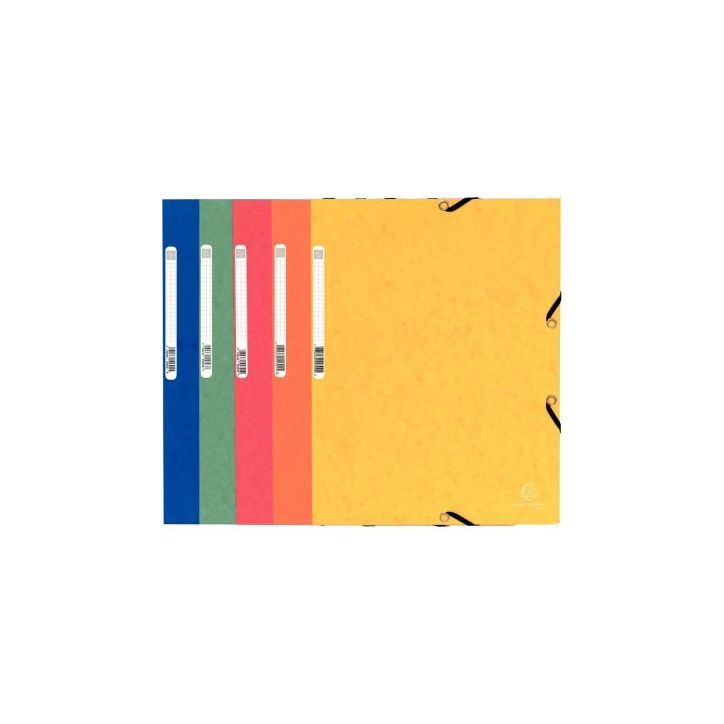 Paquet de 10 chemises 3 rabats à élastiques en carte lustrée 5/10ème 350g coloris assortis C3406 COUTAL