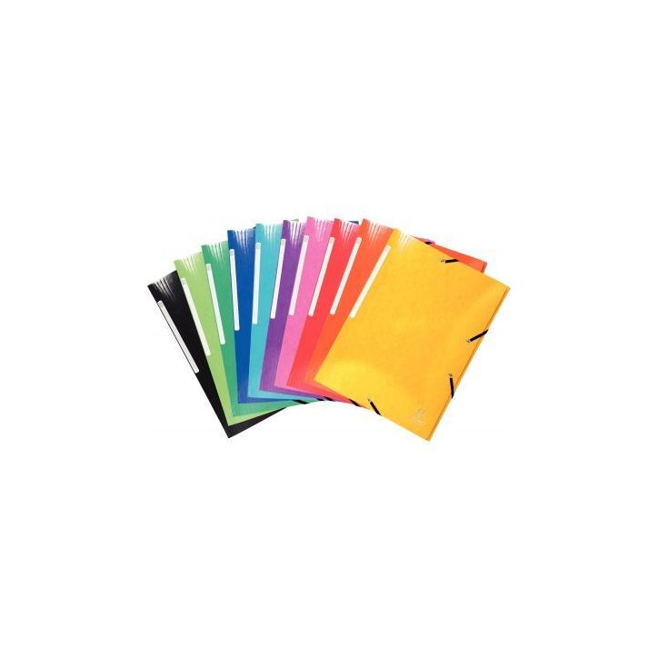 Carton de 25 chemises 3 rabats à élastiques IDERAMA en carte lustrée 425g coloris assortis 55829E IDERAMA E(...)