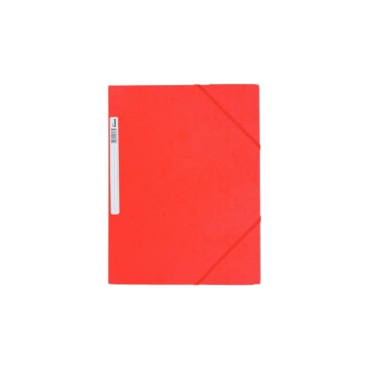 Chemise 3 rabats à élastiques + étiquette de dos coloris rouge carte grainée 5/10e 450g format 24 x 32 cm (...)