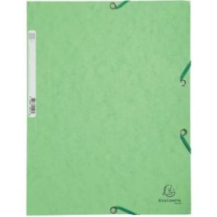 Chemise 3 rabats à élastiques en carte lustrée 400g, vert 55513E EXACOMPTA