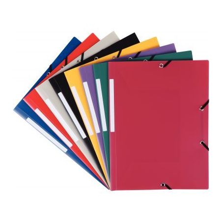 Achetez Chemise 3 rabats à élastiques en polypropylène opaque 4/10ème, format 24x32 cm, rouge 13..