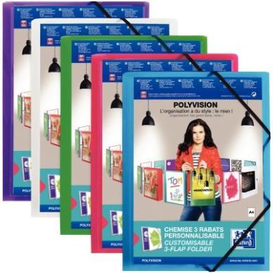 Achetez Carton de 20 chemises personnalisables 3 rabats à élastiques format 24x32 cm couleurs asso..