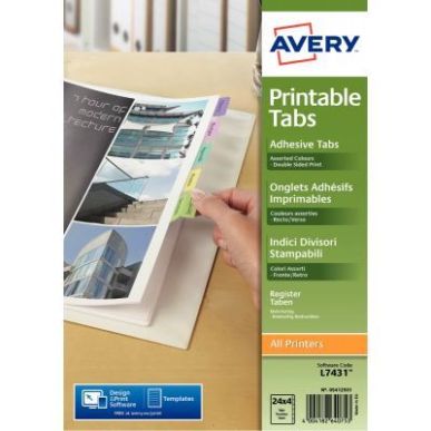 Achetez Lot 4 planches A4 de 24 onglets adhésifs repositionnables et imprimables 5412501 AVERY pas ..