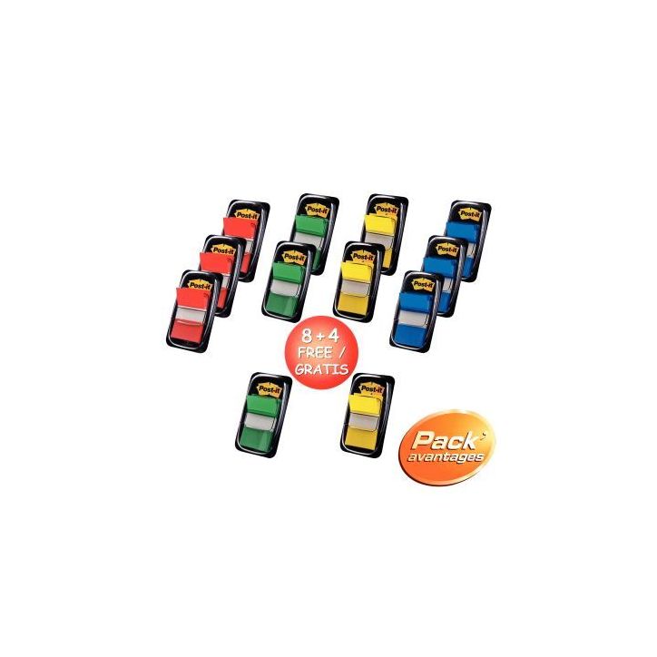 Lot de 12 cartes de 50 index standards repositionnables assortis dont 4 cartes de 50 index gratuits 50048 3M