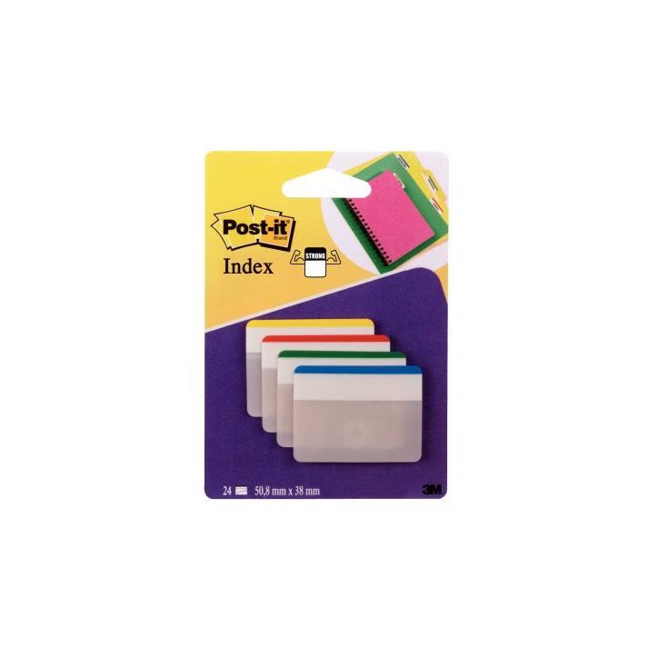 Carte de 24 index strong large format 50,8x38mm  assorti L1158 POST-IT 3M