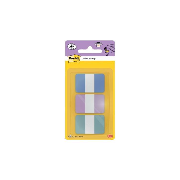 Carte de 36 index rigide standard format 25,4 x 38 mm bleu violet vert BP1507 POST-IT 3M