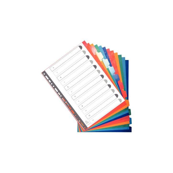 Jeu de 12 intercalaires carte forte réutilisables 2212E EXACOMPTA