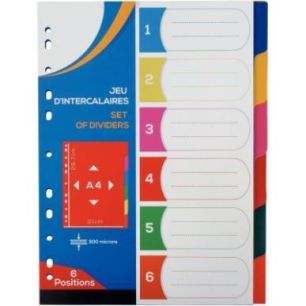 Achetez Jeu de 6 intercalaires en polypropylène 30/100ème, format A4 2010018 pas cher sur Ma Rentr..