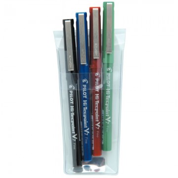 PILOT Pochette de 4 stylos feutre pointe tubulaire 0,7 mm encre liquide 4 couleurs HI-TECPOINT BX-V7