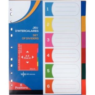 Achetez Intercalaires 6 positions polypropylène pour pochettes perforées A4+ 2010020 pas cher sur ..