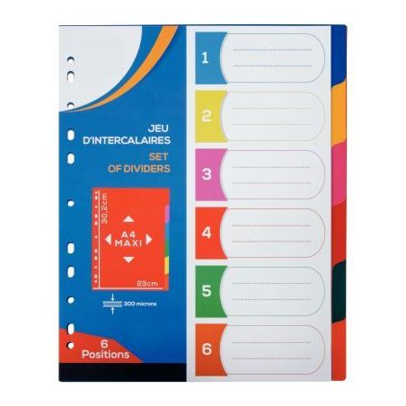 Achetez Jeu de 6 intercalaires en polypropylène 30/100ème, format A4+ 2010016 pas cher sur Ma Rent..
