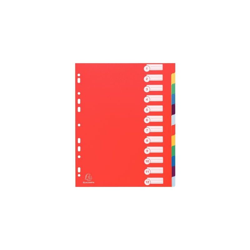 Achetez Jeu de 12 intercalaires en polypropylène 30/100ème, format A4+ 4812E EXACOMPTA pas cher su..