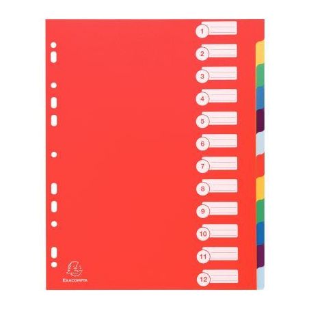 Achetez Jeu de 12 intercalaires en polypropylène 30/100ème, format A4+ 4812E EXACOMPTA pas cher su..