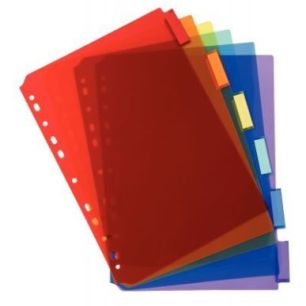 Achetez Jeu de 6 intercalaires à  onglets personnalisables en polypropylène coloré format A4 390..