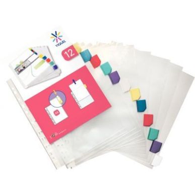 Achetez Jeu de 12 intercalaires 21x29,7cm polypropylène onglet couleur 154316-04 VIQUEL pas cher su..