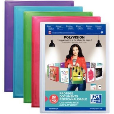 Achetez OXFORD Protège documents personnalisable POLYVISION 40 vues, 20 pochettes. En polypropylèn..