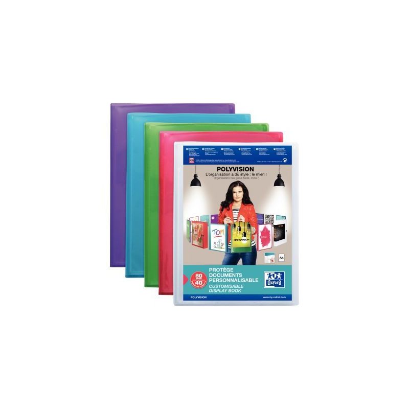 Achetez Protège-documents personnalisable 100 pochettes 200 vues pour format A4 21x29,7 cm 5 couleu..