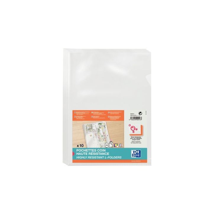 Sachet de 10 pochettes coin en PVC lisse 15/100ème, incolore 100206721 HAMELIN