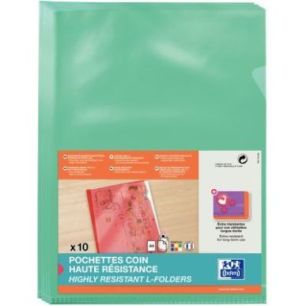 Sachet de 10 pochettes coin en PVC lisse 15/100ème, vert 100206724 HAMELIN