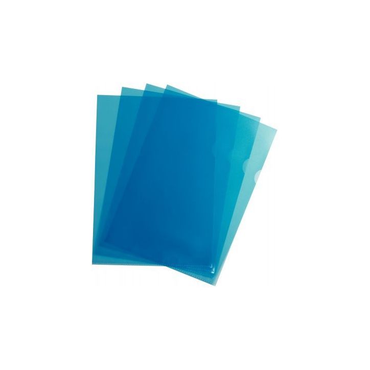 Boîte de 100 pochettes coin en polypropylène grainé 9/100ème format A4 coloris bleu 100745303