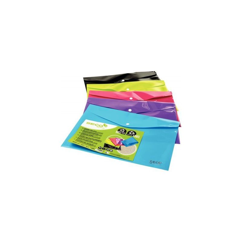 Achetez Paquet de 5 enveloppes avec bouton pression en polypropylène 80% recyclé pour format A4 PP..