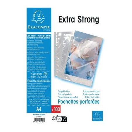 Achetez Paquet de 100 pochettes perforées en polypropylène lisse 9/100ème 5900E EXACOMPTA pas che..