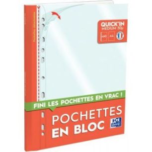 Achetez OXFORD Bloc de 60 pochettes perforées QUICK' IN en polypro lisse 5/100e. Format A4, perfora..