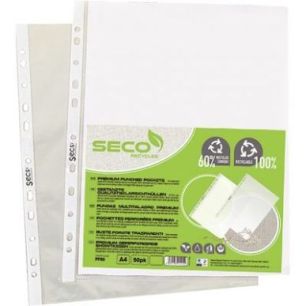 Achetez Sachet de 50 pochettes perforées en polypropylène recyclable 8/100ème PP80 SECO pas cher ..