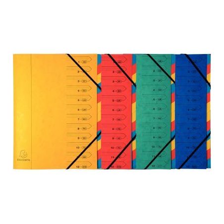 Achetez Trieur dos agrafé avec élastiques, 12 compartiments, coloris assortis 54120E EXACOMPTA pas..