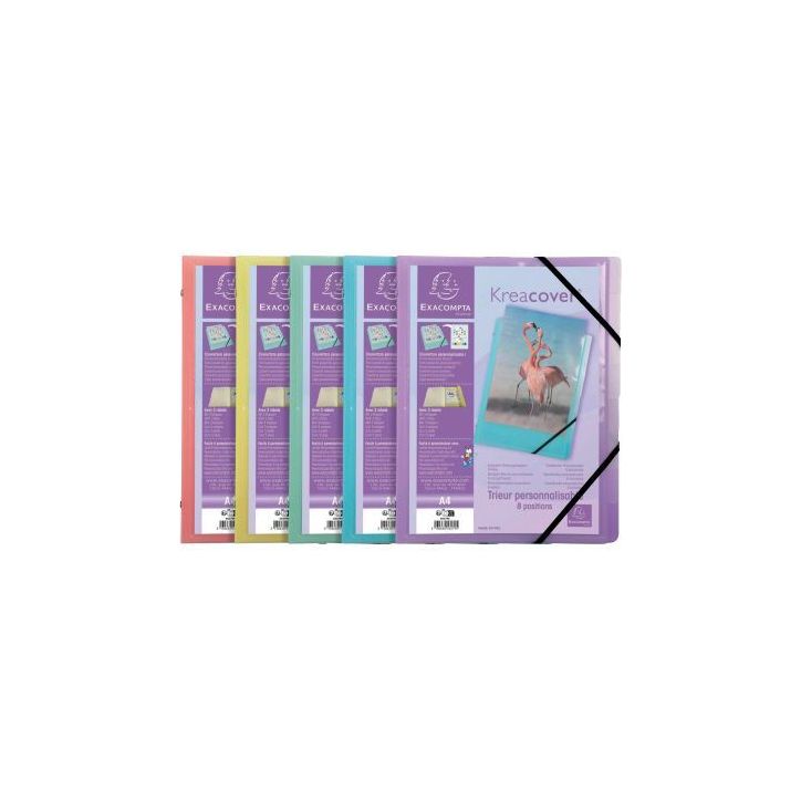 Trieur personnalisable KREACOVER Pastel en polypropylène, 8 compartiments, coloris assortis 56279E KREACOVER (...)