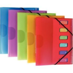 Achetez Trieur en polypropylène Color Fresh 6 compartiments, 3 rabats + élastiques 1310404 pas che..