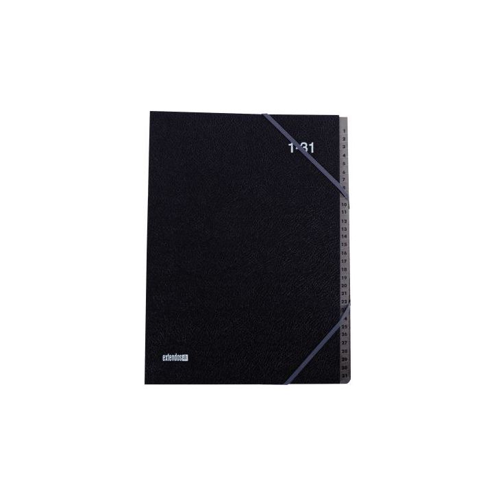 Trieur couverture noire grainée 31 compartiments numériques 763.31 EL02 EXTENDOS