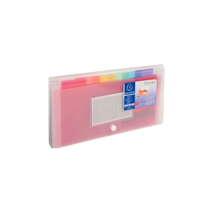 Trieur à soufflet format chèque CRYSTAL en polypropylène, 7 compartiments 55398E CRYSTAL EXACOMPTA