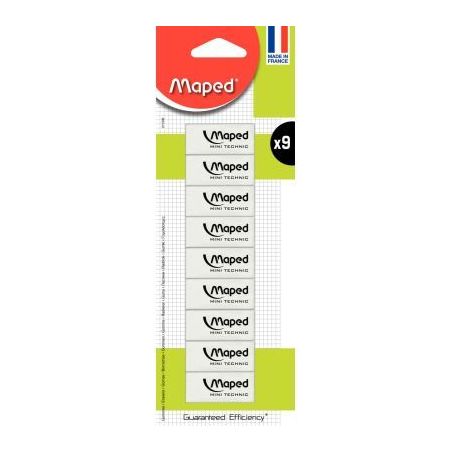 Achetez Blister de 9 gommes Mini Technic 011309 MAPED pas cher sur Ma Rentrée Scolaire