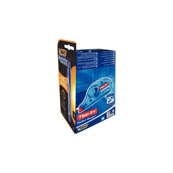 Boîte de 10 correcteurs Pocket Mouse + 1 gelocity quick dry offert 989680 TIPP-EX BIC