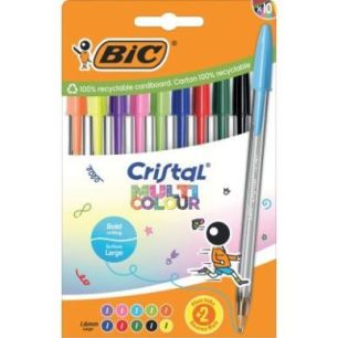Achetez Pochette de 10 stylos bille Multicolour assortis 524180 CRISTAL BIC pas cher sur Ma Rentrée..