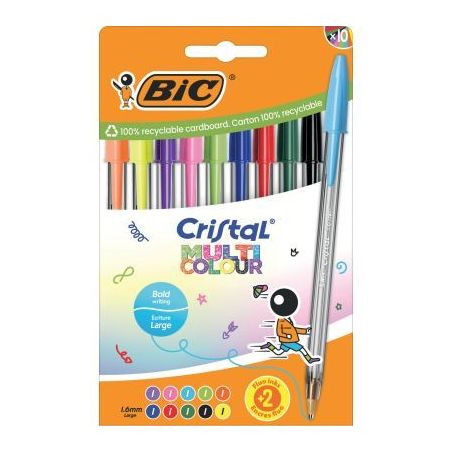 Achetez Pochette de 10 stylos bille Multicolour assortis 524180 CRISTAL BIC pas cher sur Ma Rentrée..