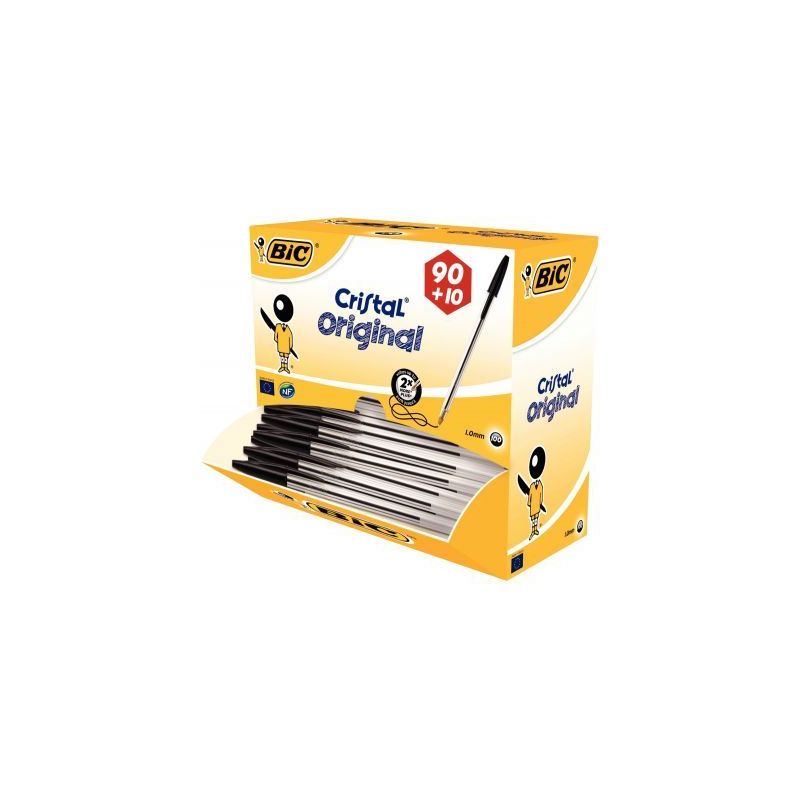 Achetez BIC Cristal Original Stylos-Bille Pointe Moyenne (1,0 mm) - Noir, Boîte de 90+10 pas cher s.. Achetez BIC Cristal Original Stylos-Bille Pointe Moyenne (1,0 mm) - Noir, Boîte de 90+10 pas cher s..