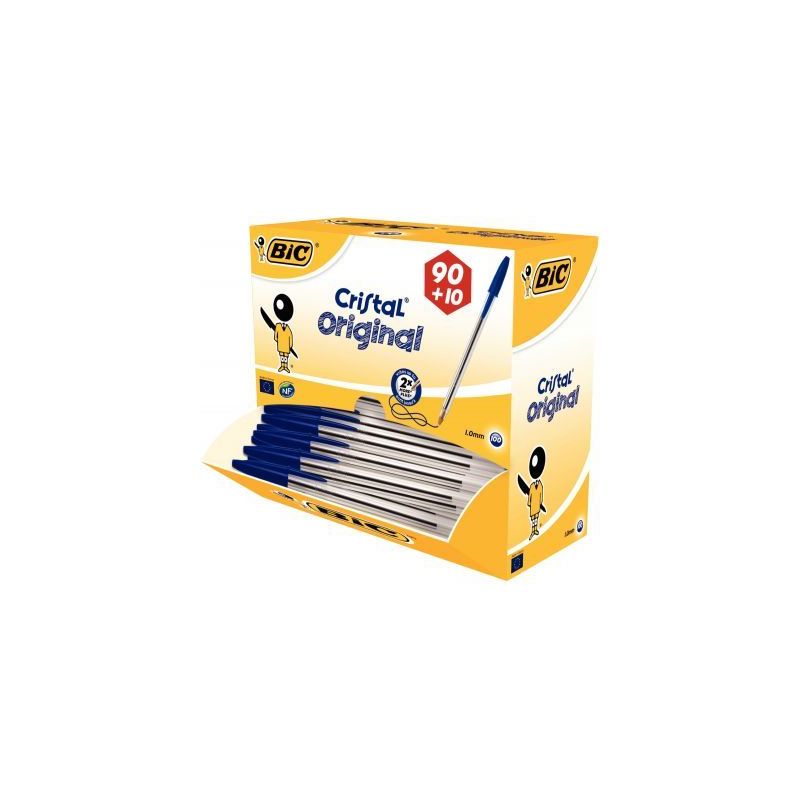 Achetez BIC Cristal Original Stylos-Bille Pointe Moyenne (1,0 mm) - Bleu, Value Pack de 100 pas cher.. Achetez BIC Cristal Original Stylos-Bille Pointe Moyenne (1,0 mm) - Bleu, Value Pack de 100 pas cher..