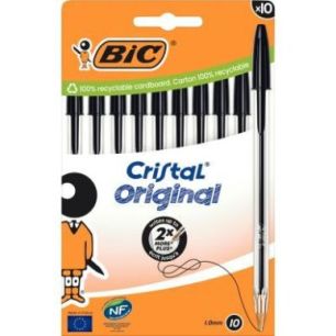 Achetez Boîte de 10 stylos bille Cristal pointe moyenne noirs 516353 CRISTAL BIC pas cher sur Ma Re..