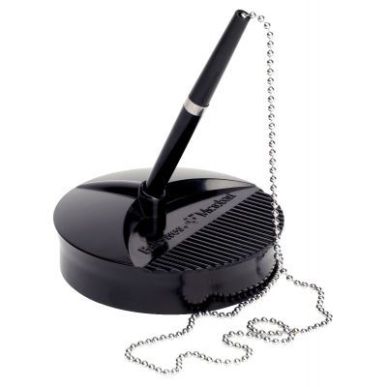 Achetez Stylo bille sur socle en ABS coloris Noir avec chaînette pas cher sur Ma Rentrée Scolaire