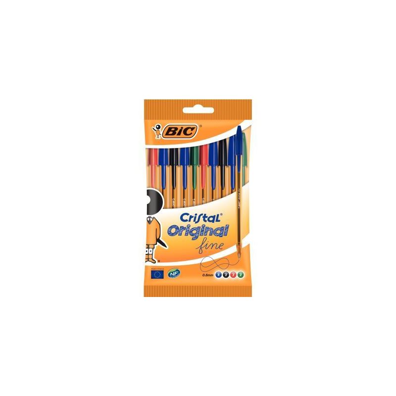 Achetez Blister de 10 stylos bille Cristal pointe fine assortis 516356 CRISTAL BIC pas cher sur Ma R..