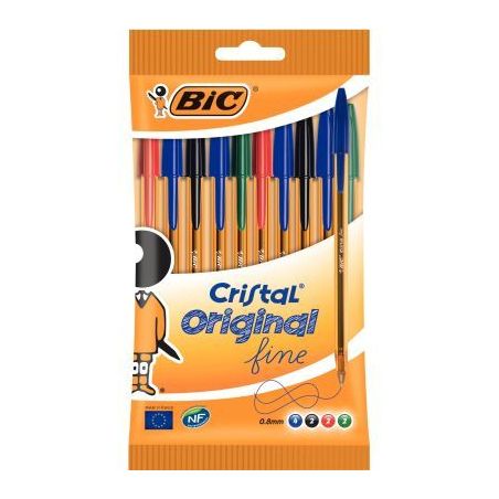 Achetez Blister de 10 stylos bille Cristal pointe fine assortis 516356 CRISTAL BIC pas cher sur Ma R..