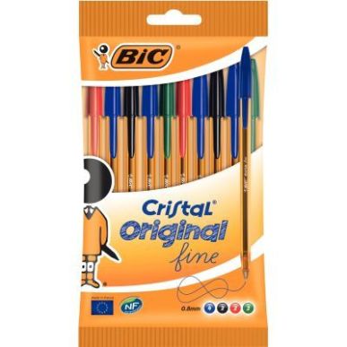 Achetez Blister de 10 stylos bille Cristal pointe fine assortis 516356 CRISTAL BIC pas cher sur Ma R..