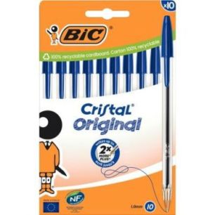 Achetez Boîte de 10 stylos bille Cristal pointe moyenne bleus 516352 CRISTAL BIC pas cher sur Ma Re..